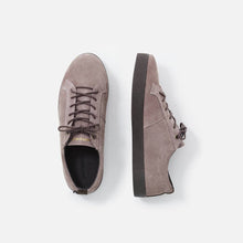 Load image into Gallery viewer, Zapatillas grises con suela negra y cordones de algdodón